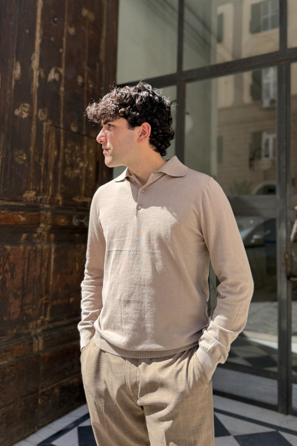 Four Brothers - Polo Manica Lunga Beige