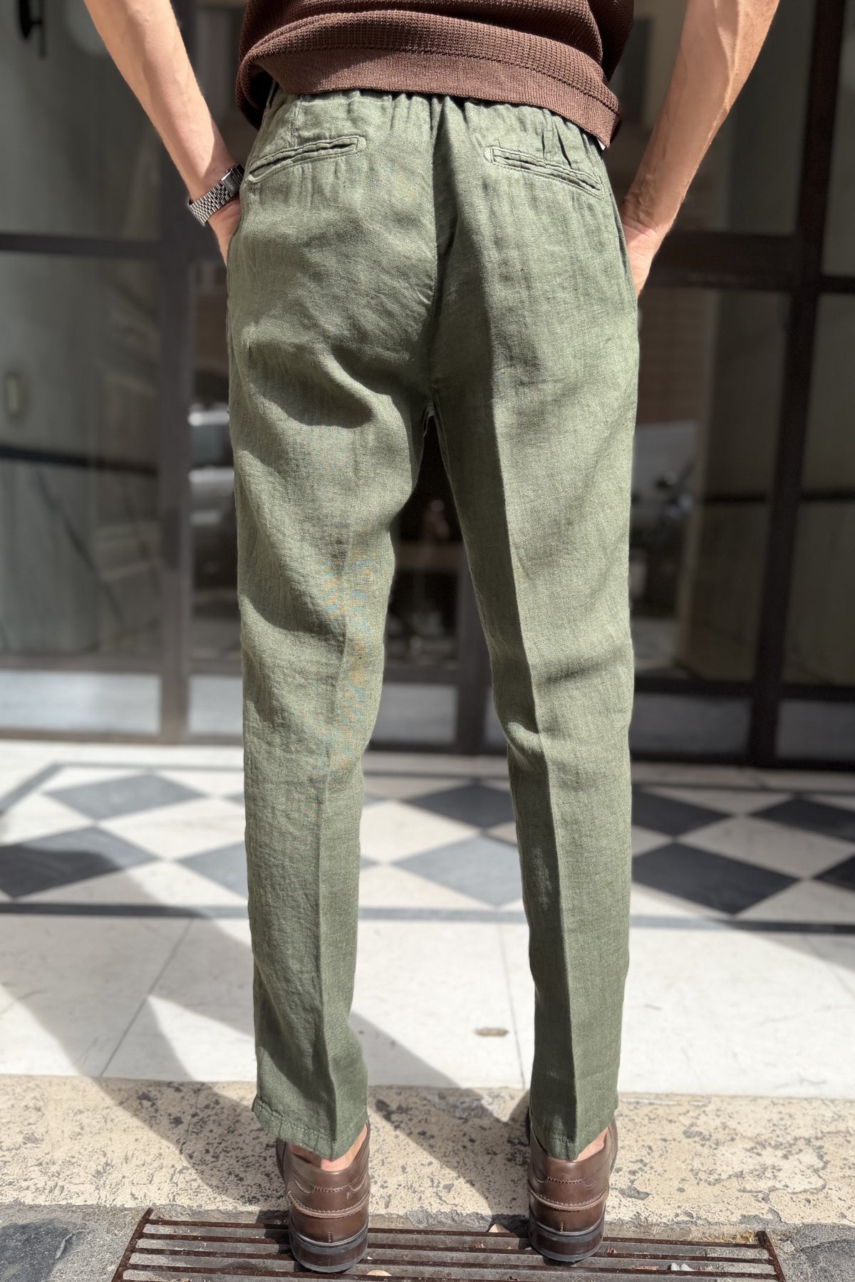 Four Brothers - Pantalaccio Puro Lino Verde Militare