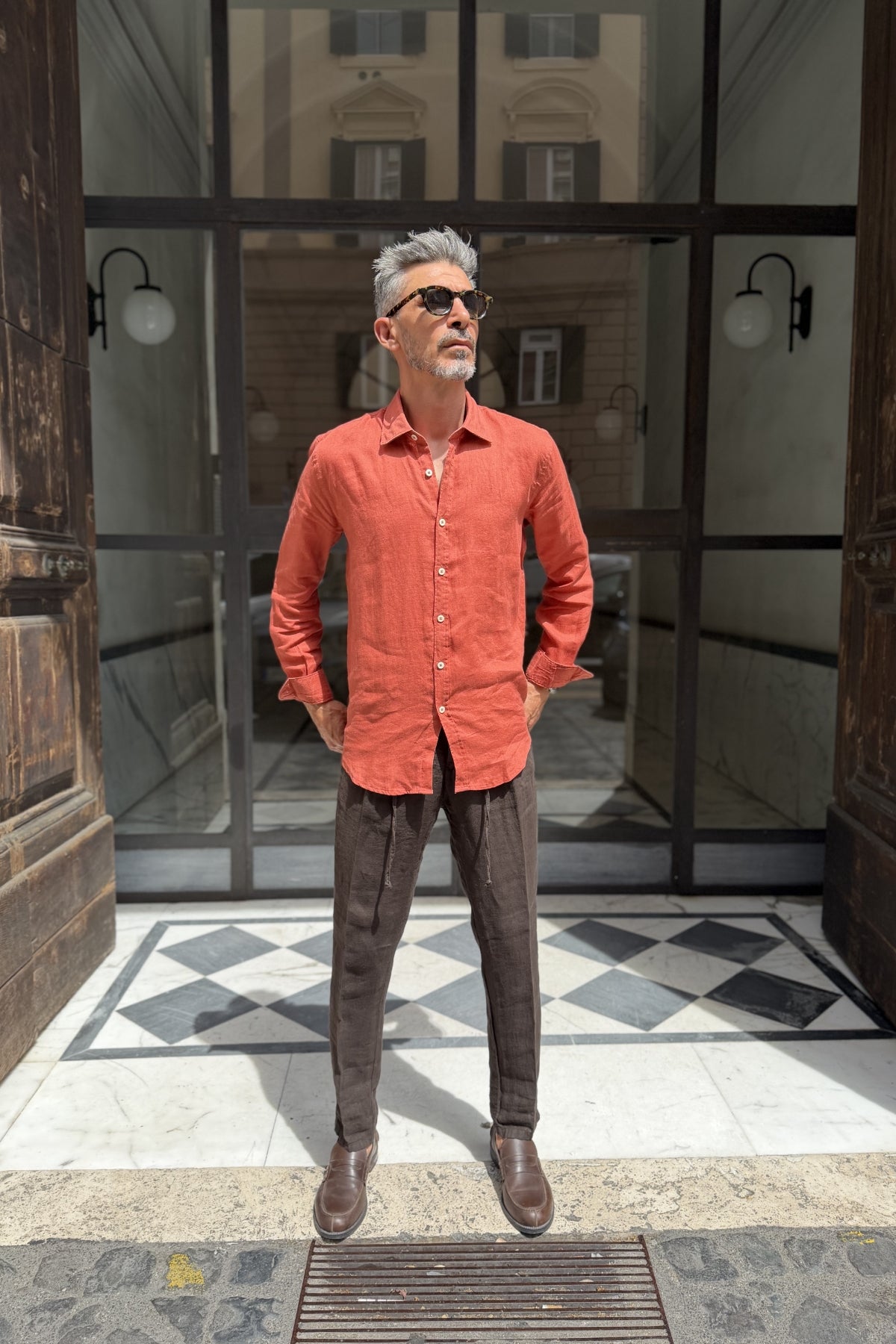 Four Brothers - Pantalaccio Puro Lino Moro