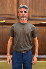 Four Brothers- T-shirt Misto Lino Verde Militare