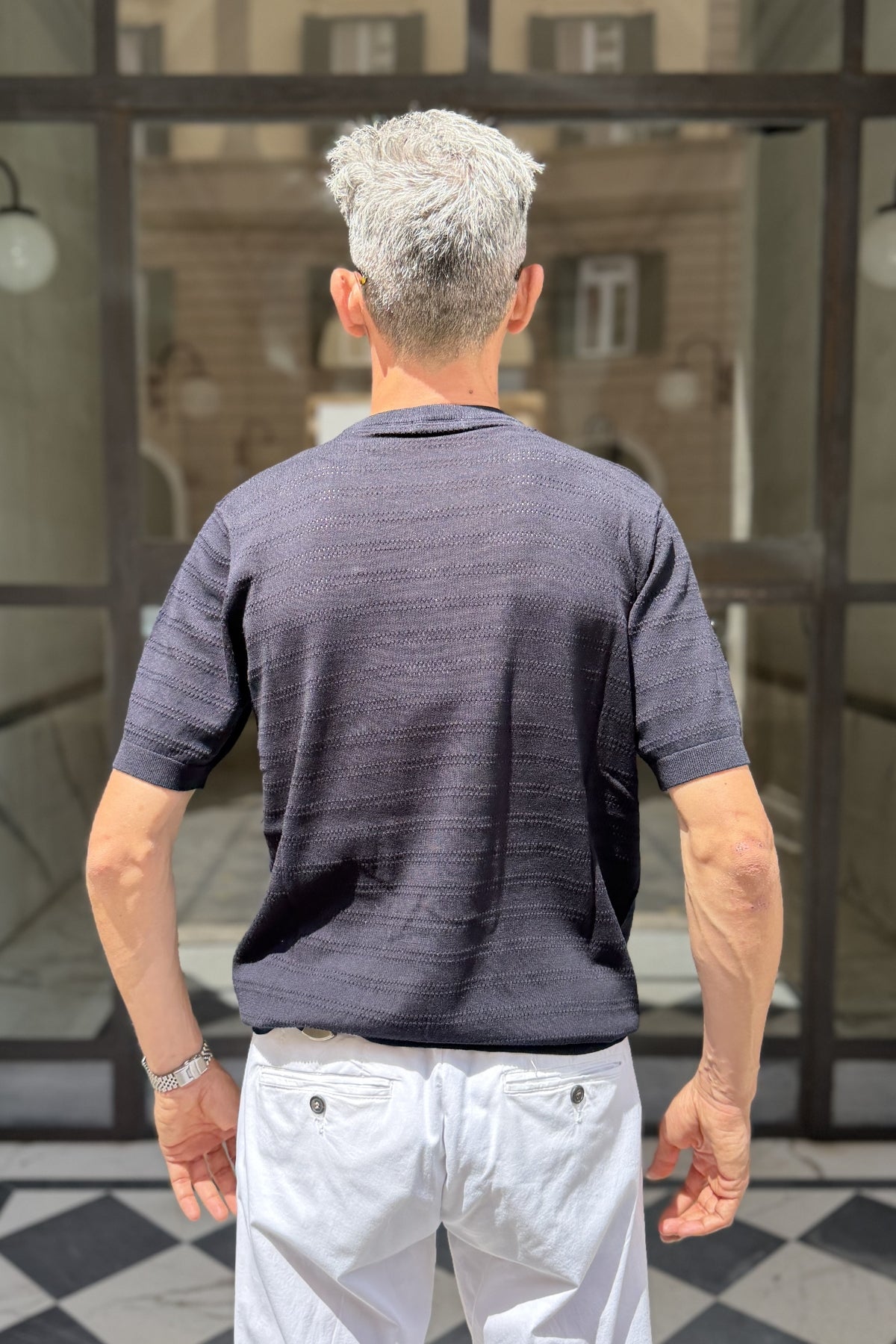 Seinse - T-shirt Traforata in Maglina Blu