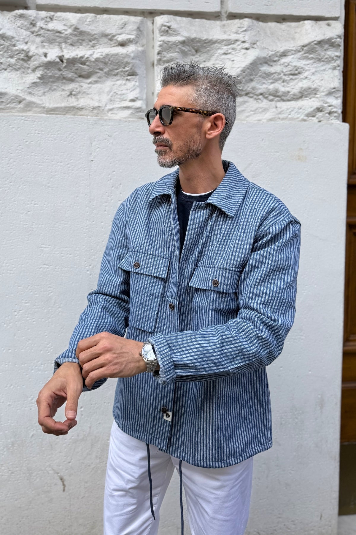 Anerkjendt - Overshirt Righe Blu