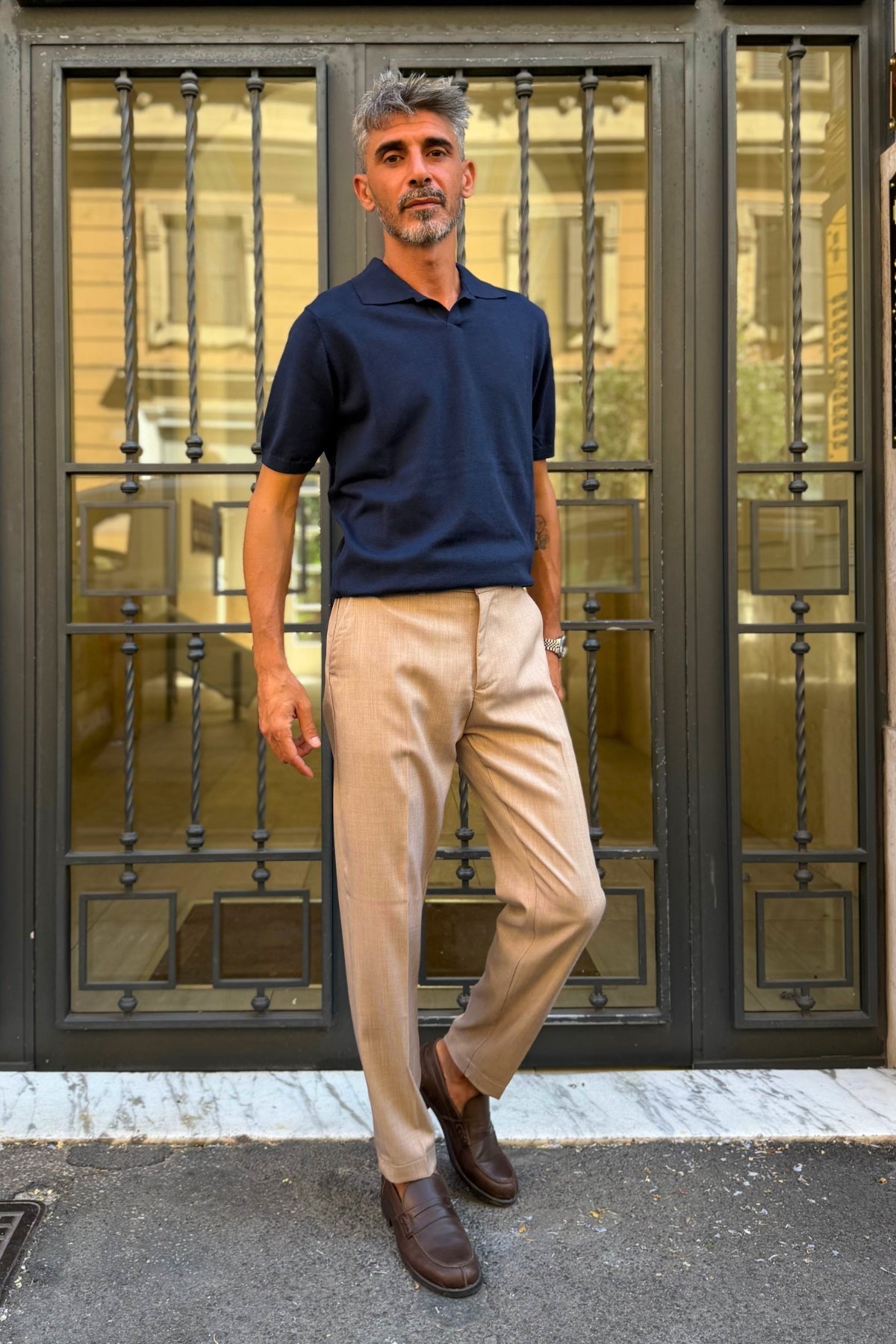 Pantalone Capri Fit Beige - vista laterale