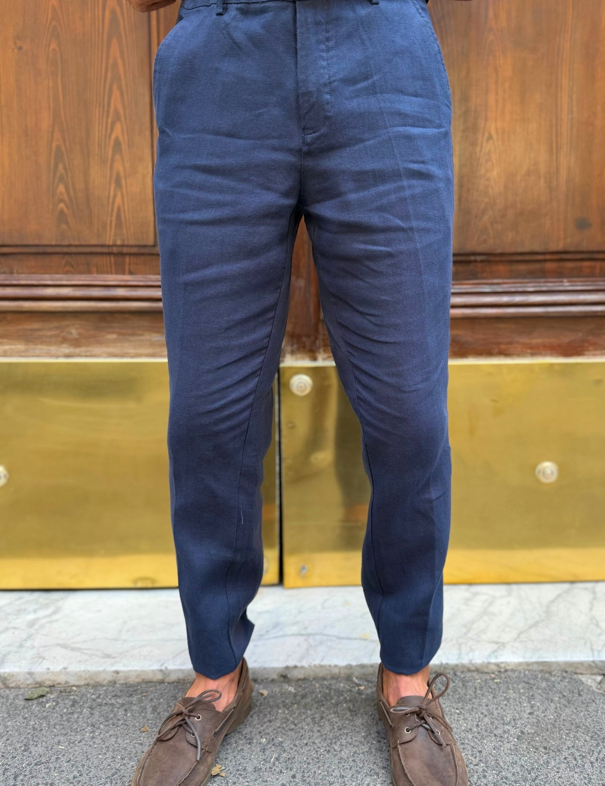 Pantalone Lino Blu - vista frontale