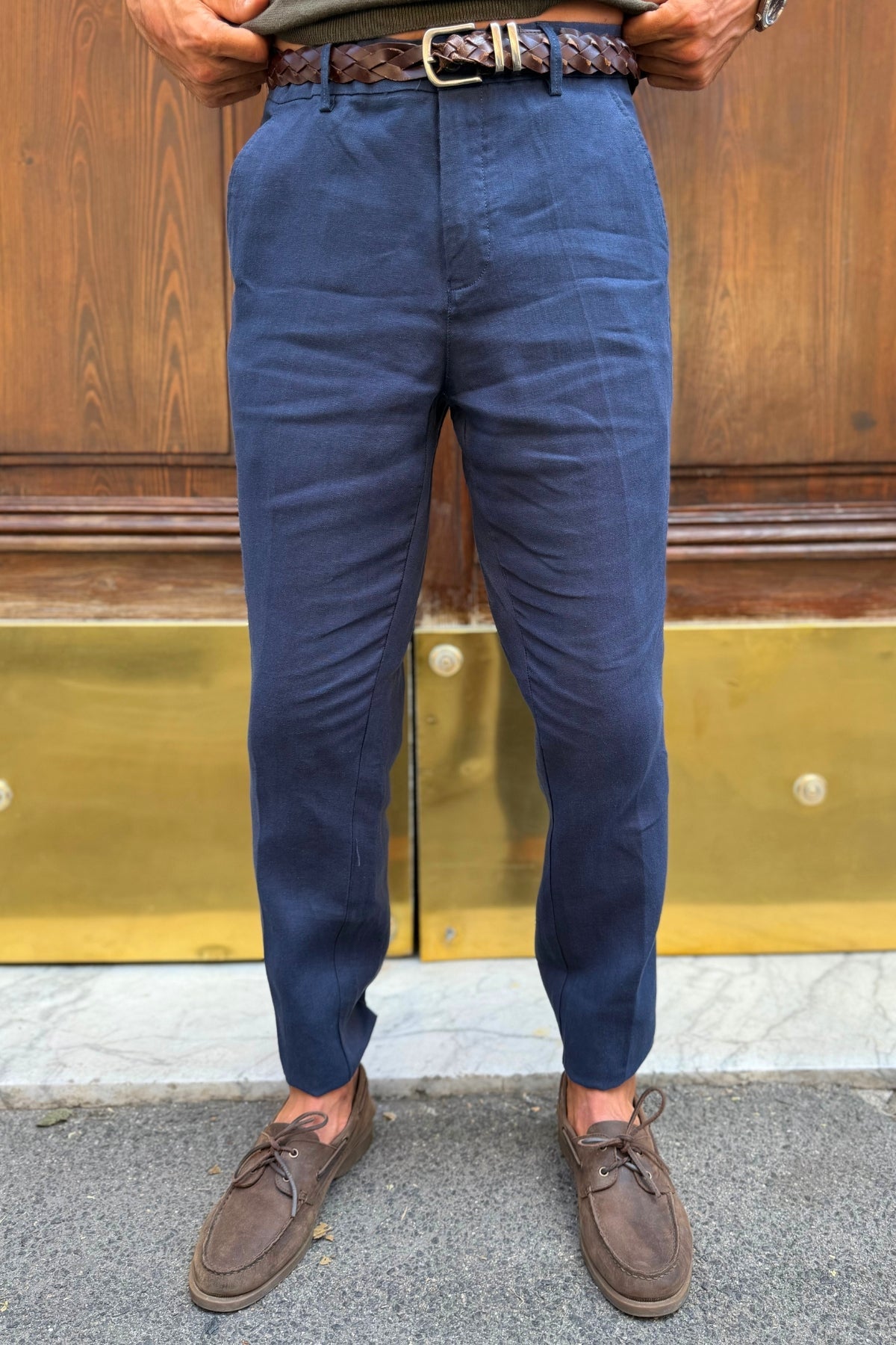 Pantalone Lino Blu - vista frontale