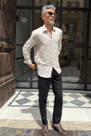 Four Brothers - Pantalaccio Puro Lino Nero