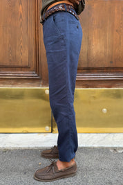 Pantalone Lino Blu - vista laterale