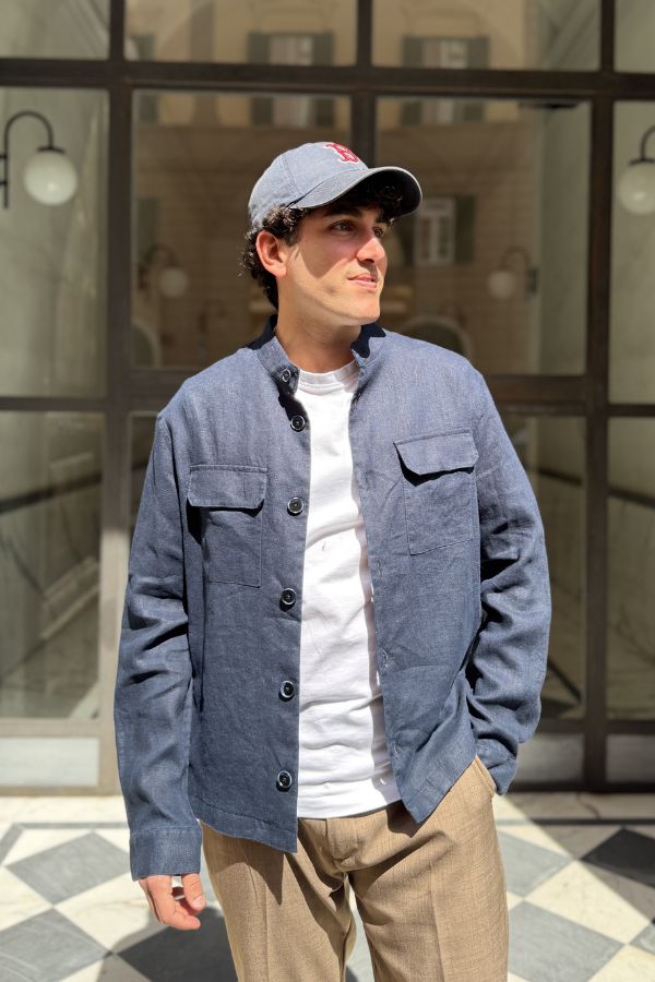 Seinse - Giubbino in Lino Blu