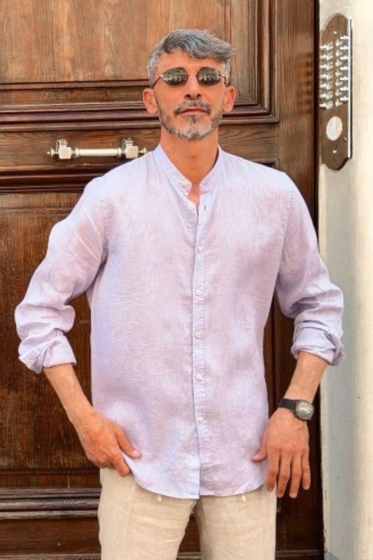 Four Brothers - Camicia Koreana Lilla