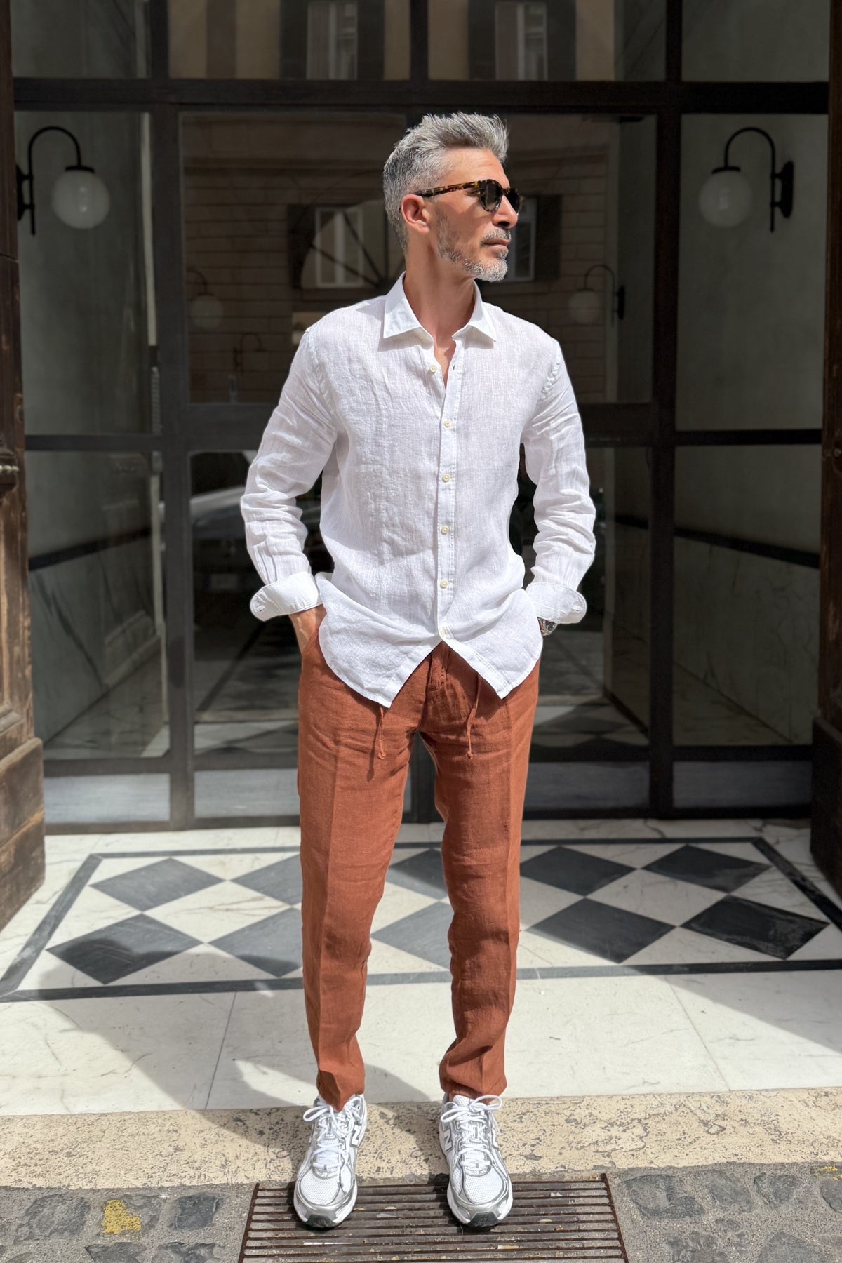 Four Brothers - Camicia Puro Lino Bianco