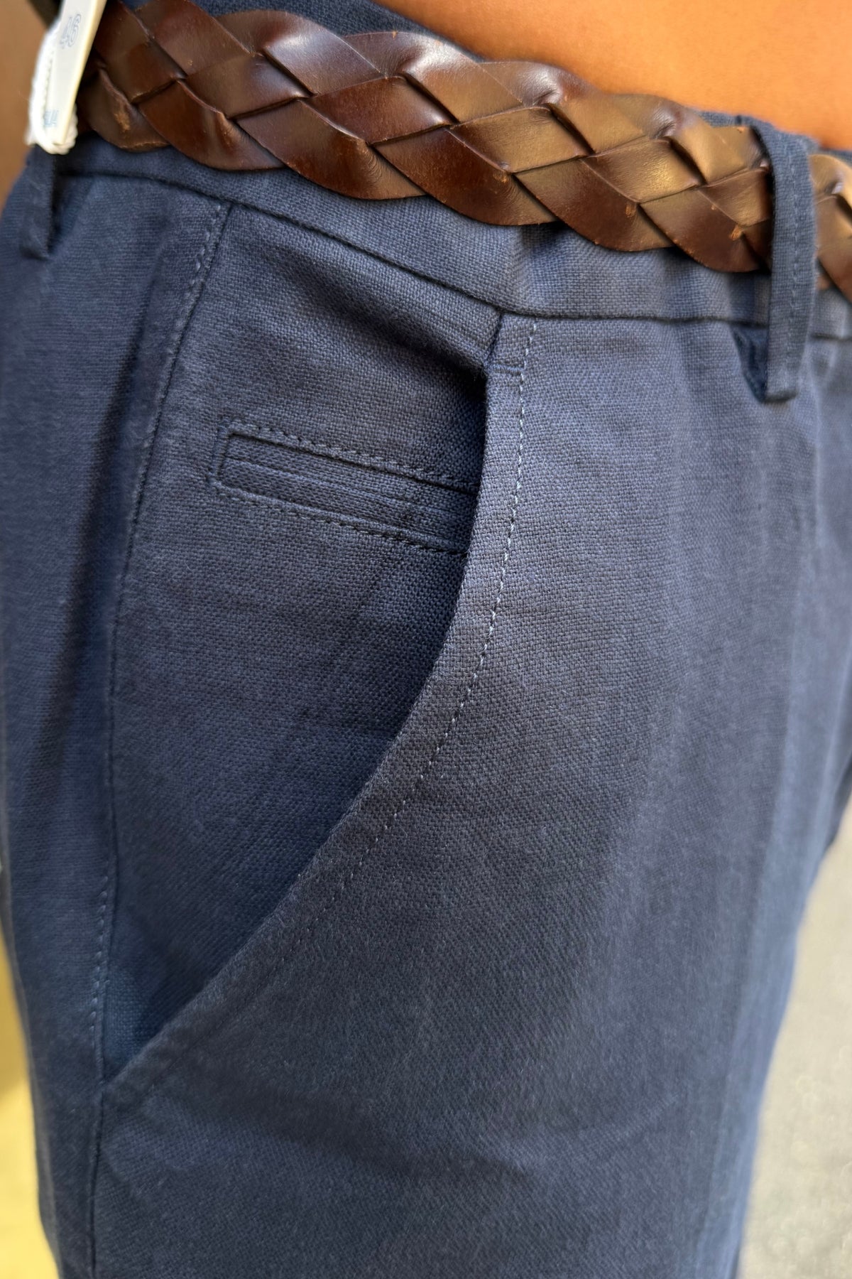 Pantalone Lino Blu - dettaglio tasca