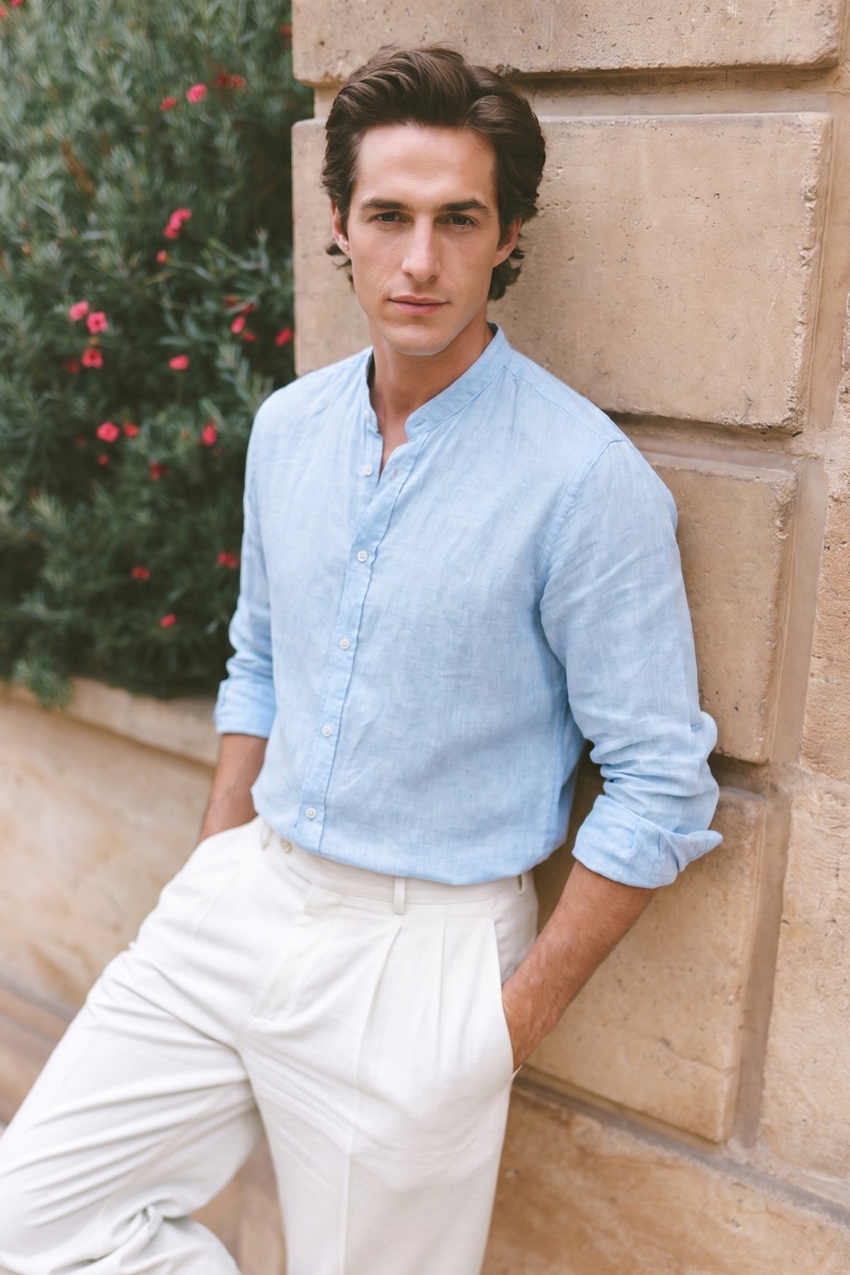 Four Brothers - Camicia Koreana Celeste