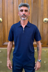 Four Brothers- Polo con Zip Blu