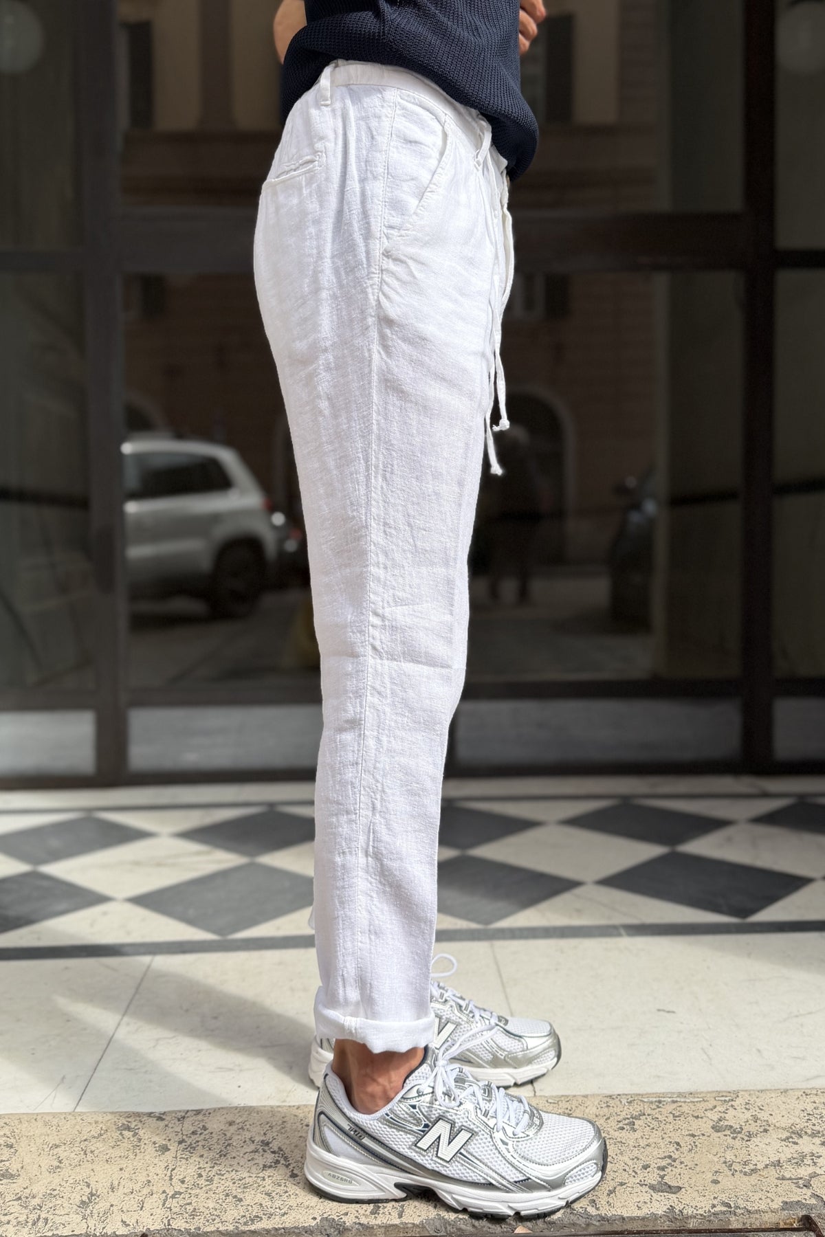Four Brothers - Pantalaccio Puro Lino Bianco