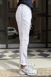 Four Brothers - Pantalaccio Puro Lino Bianco