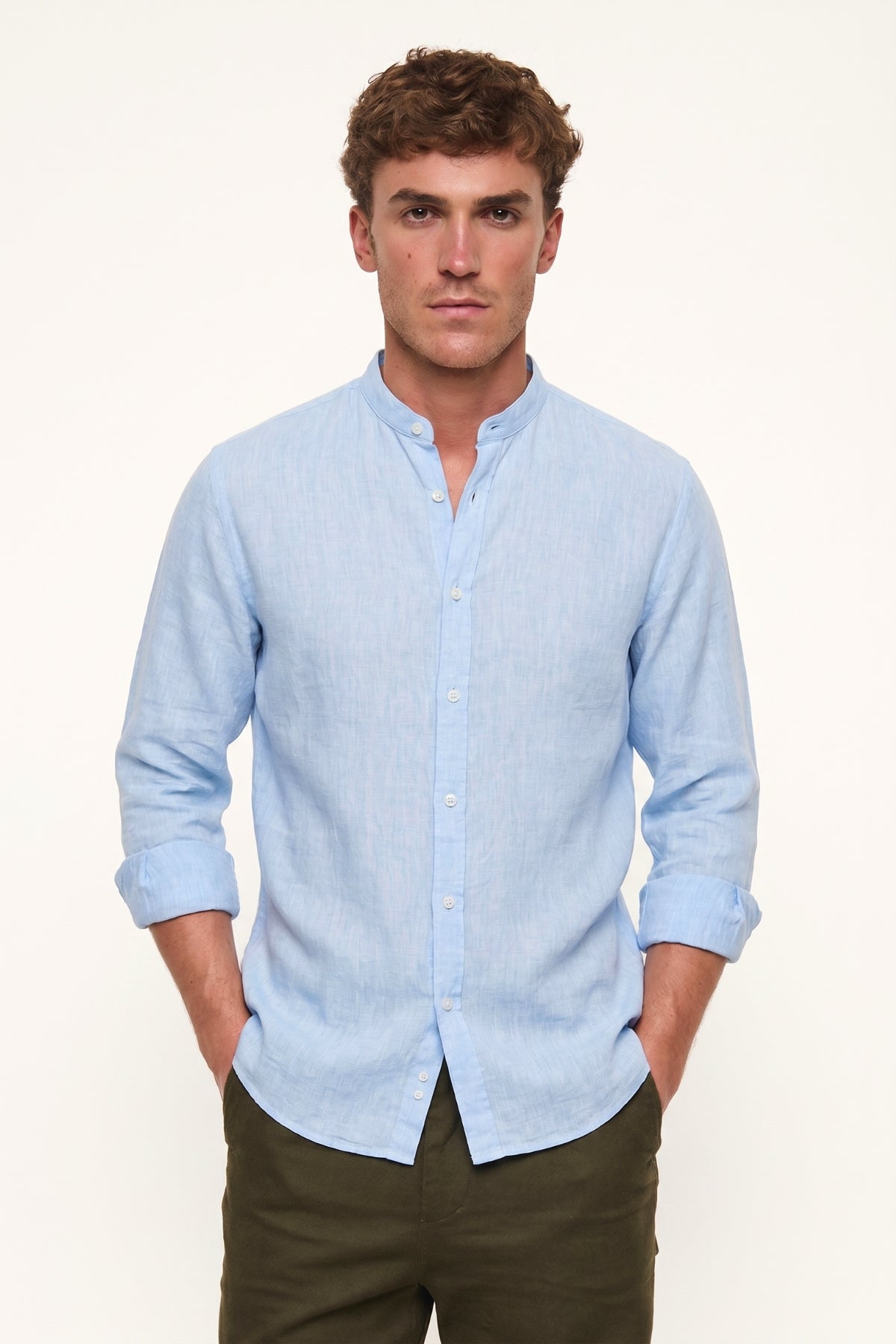 Four Brothers - Camicia Koreana Celeste