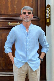 Four Brothers - Camicia Koreana Celeste