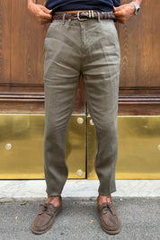 Pantalone Lino Moro - dettaglio tasca