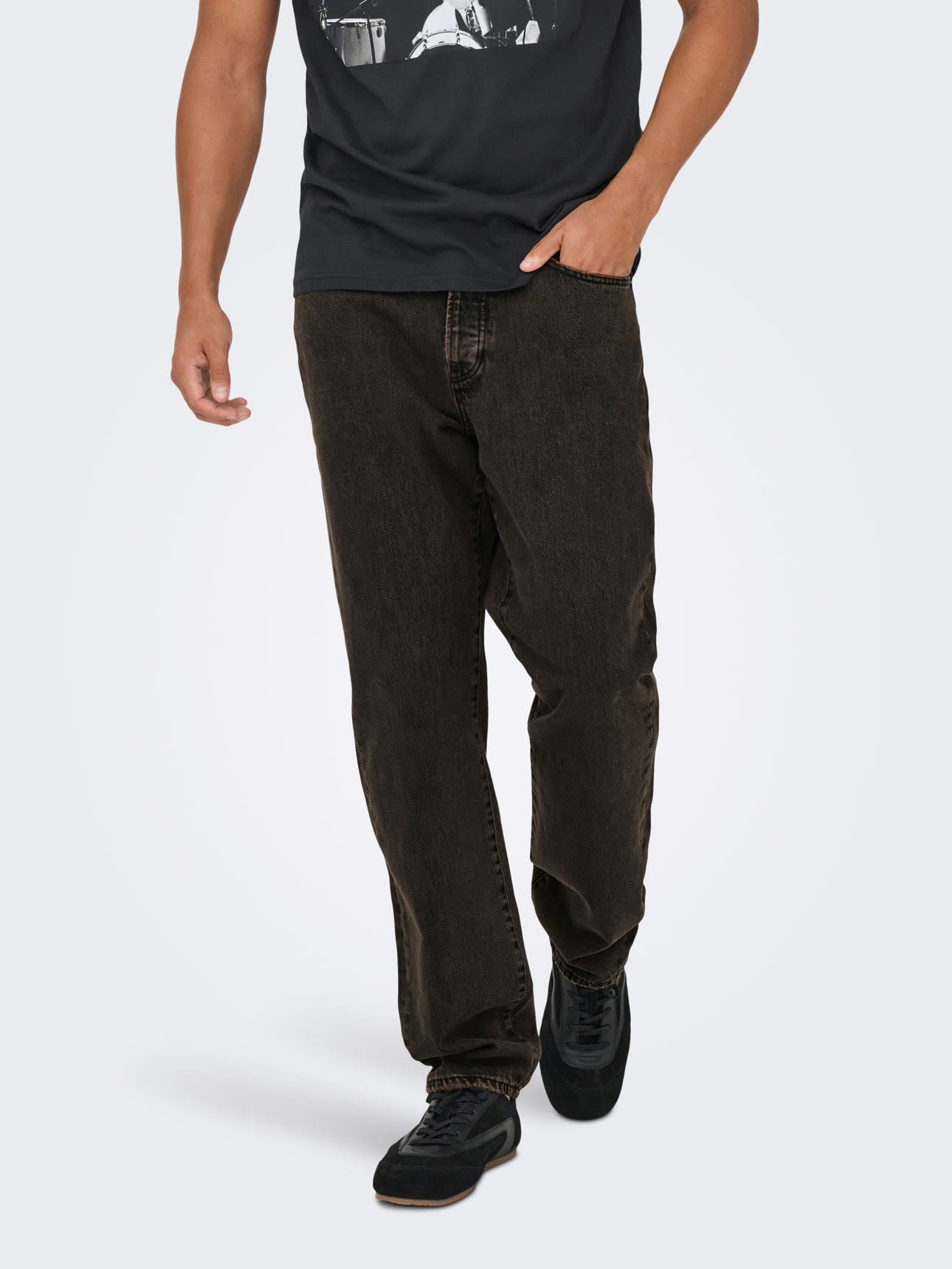 ONSEdge Straight Jeans brown stone - fronte su fondo bianco