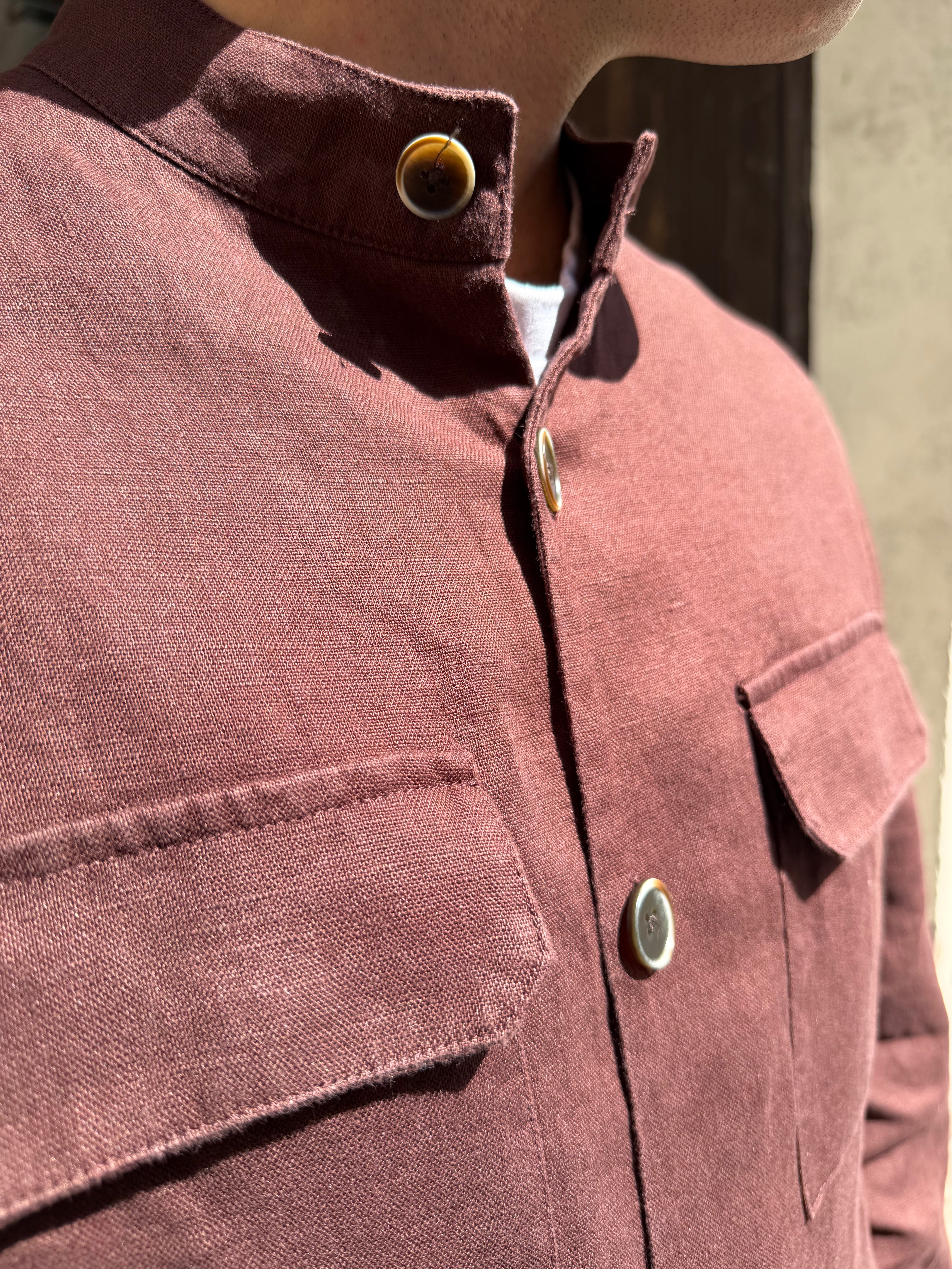 Seinse - Giubbino in Lino Marrone