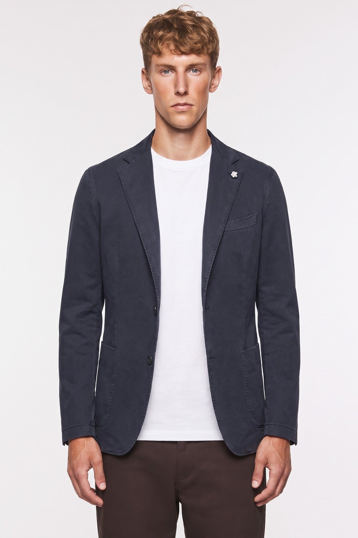 Four Brothers- Blazer Monopetto Cotone Blu