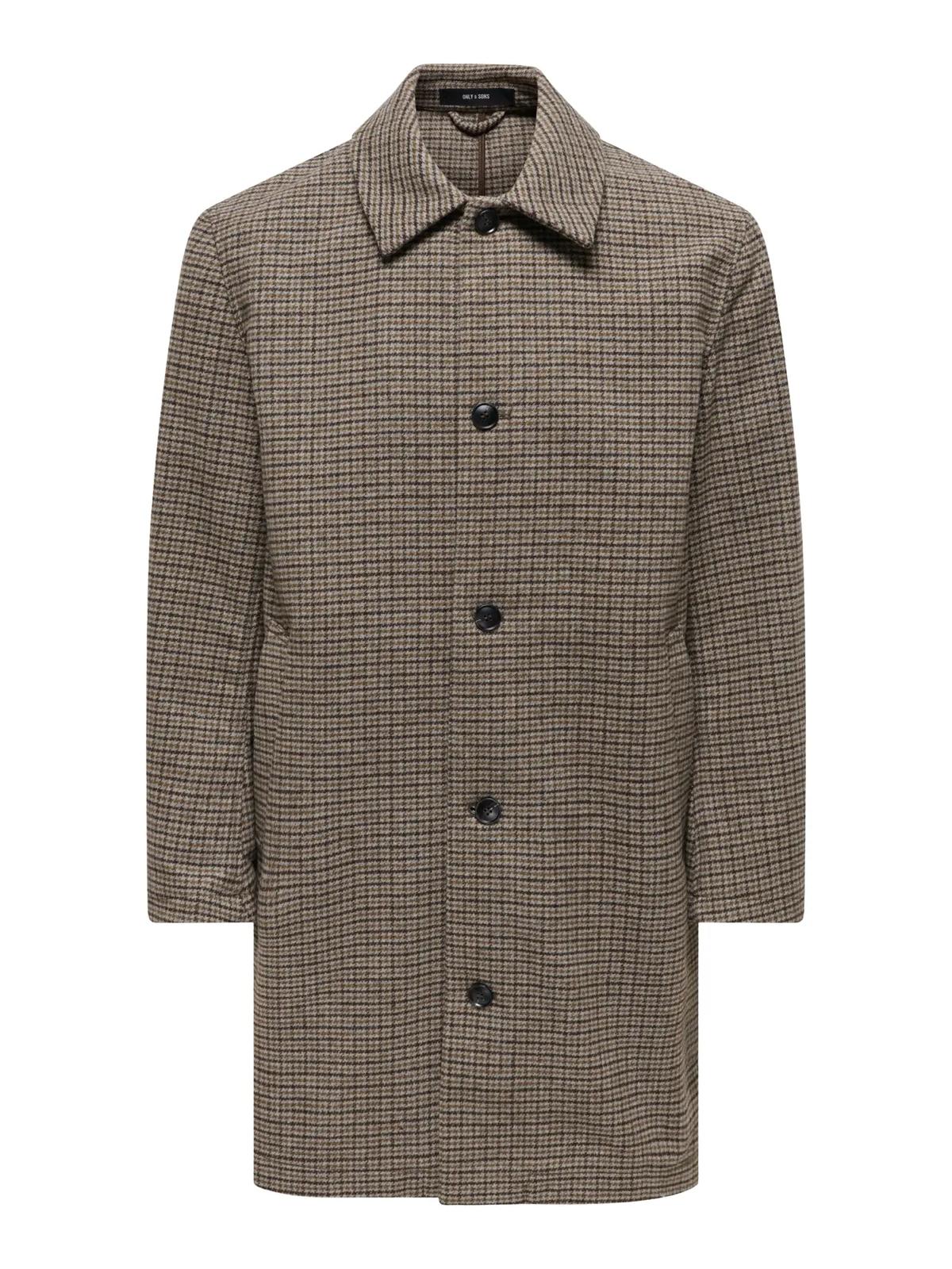 Cappotto pied-de-poule - fronte su fondo bianco