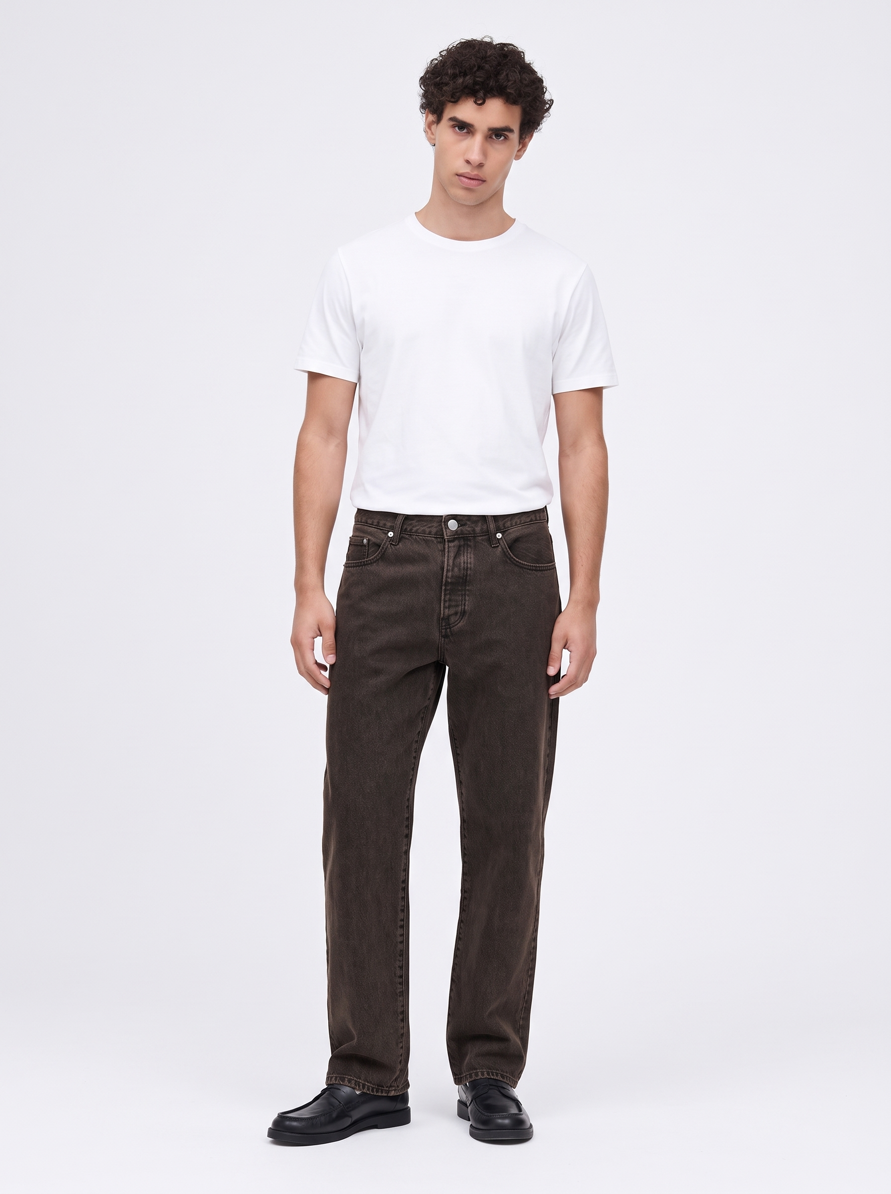 ONSEdge Straight Jeans brown stone - modello di spalle full body
