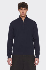Portocervo- Maglione Mezza Zip Cotone Blu