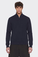 Portocervo- Maglione Mezza Zip Cotone Blu