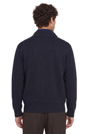 Portocervo- Maglione Mezza Zip Cotone Blu