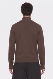Portocervo- Maglione Mezza Zip Cotone Marrone