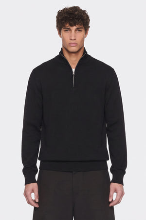 Portocervo- Maglione Mezza Zip Cotone Nero
