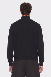 Portocervo- Maglione Mezza Zip Cotone Nero