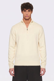 Portocervo- Maglione Mezza Zip Cotone Panna