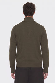 Portocervo- Maglione Mezza Zip Cotone Verde Militare