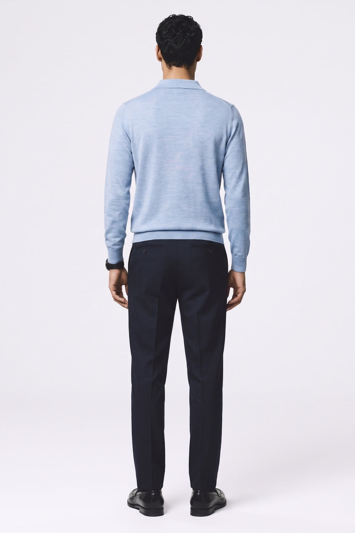Four Brothers- Polo Lana Merino Celeste