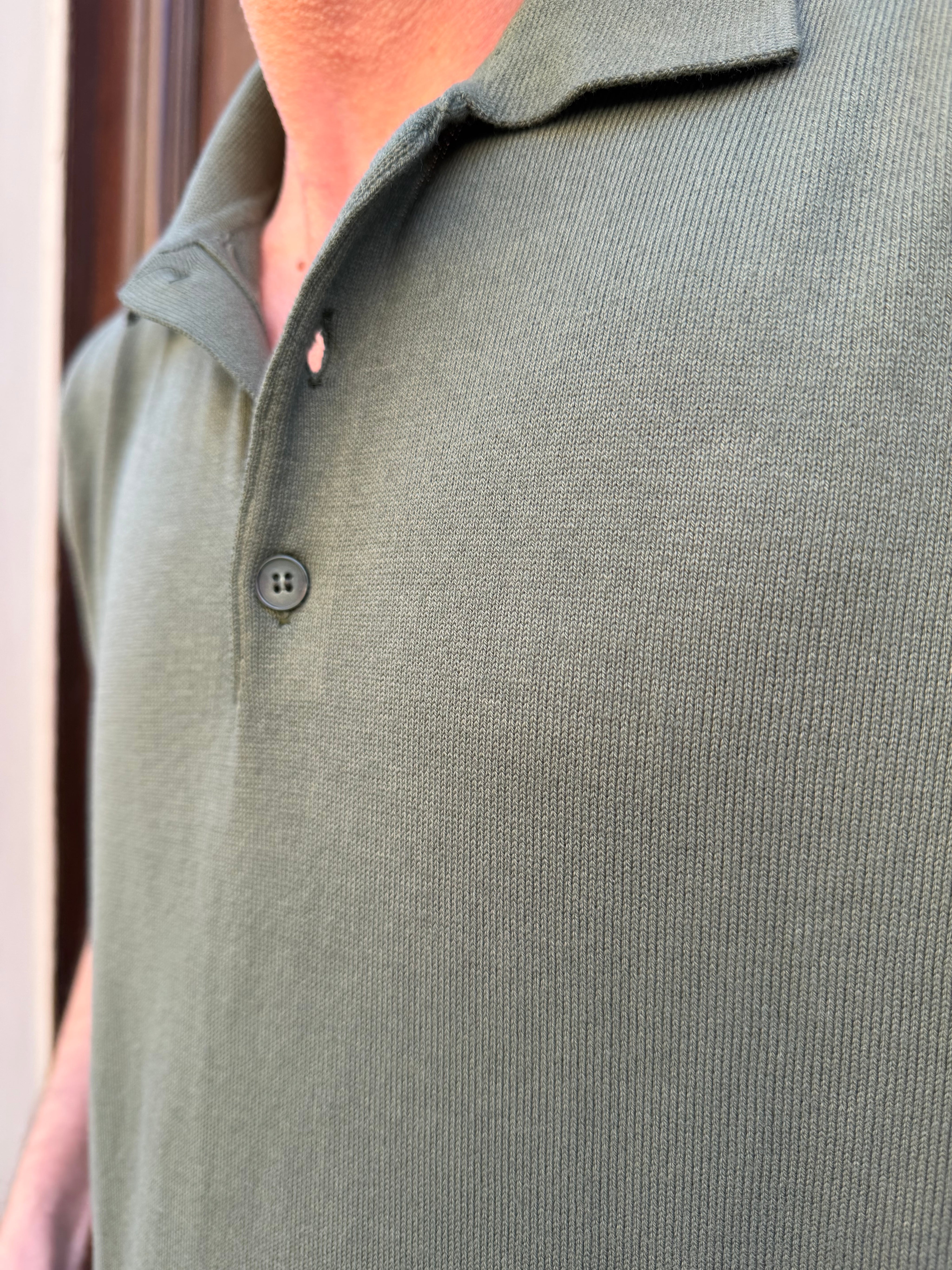 Four Brothers - Polo in Filo di Cotone Verde Oliva