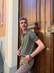 Four Brothers - Polo in Filo di Cotone Verde Oliva
