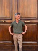 Four Brothers - Polo in Filo di Cotone Verde Oliva