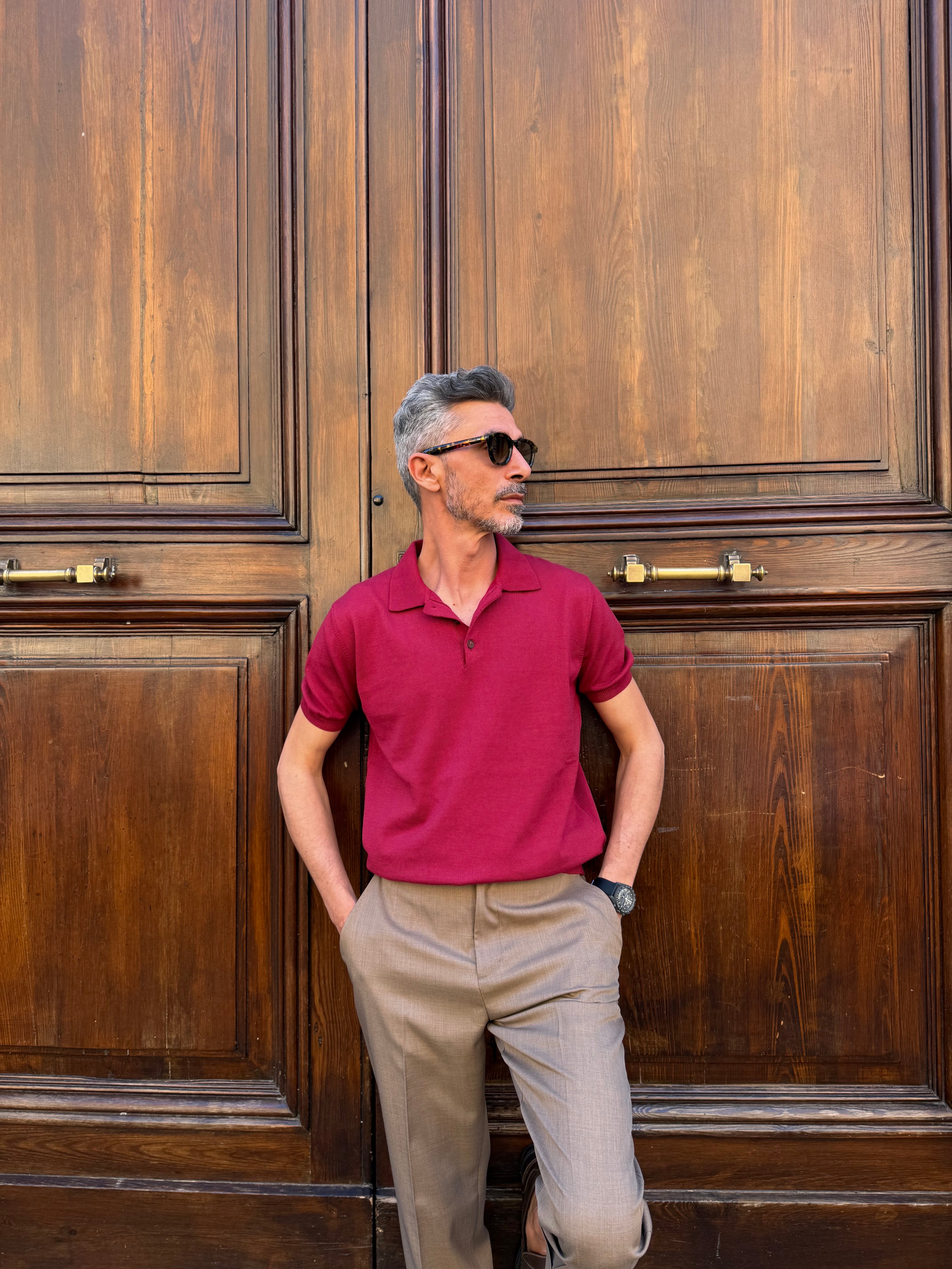 Four Brothers - Polo in Filo di Cotone Ciliegia
