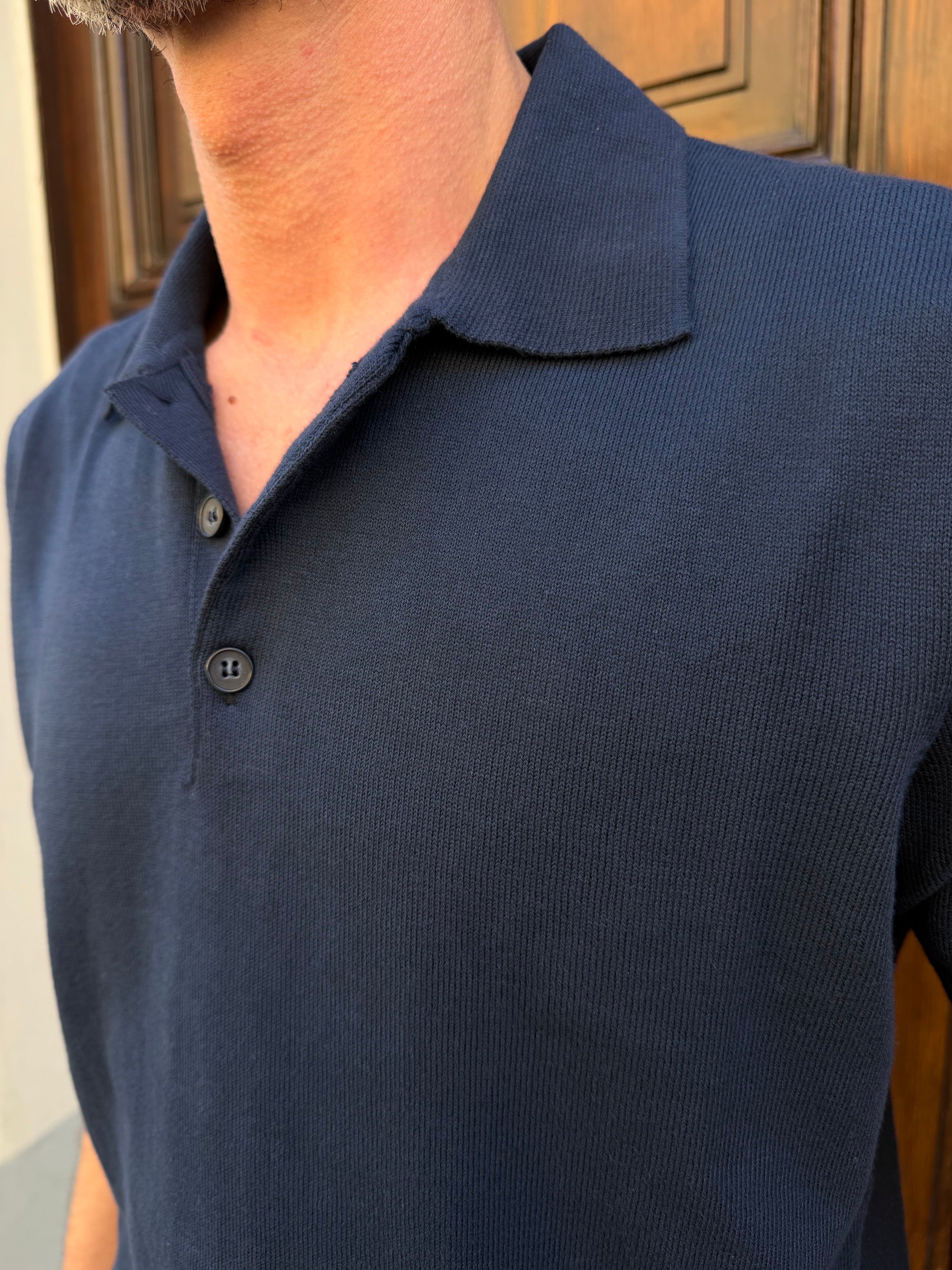 Four Brothers - Polo in Filo di Cotone Navy