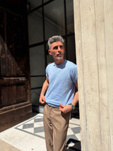Four Brothers-T-Shirt in Filo di Cotone Celeste
