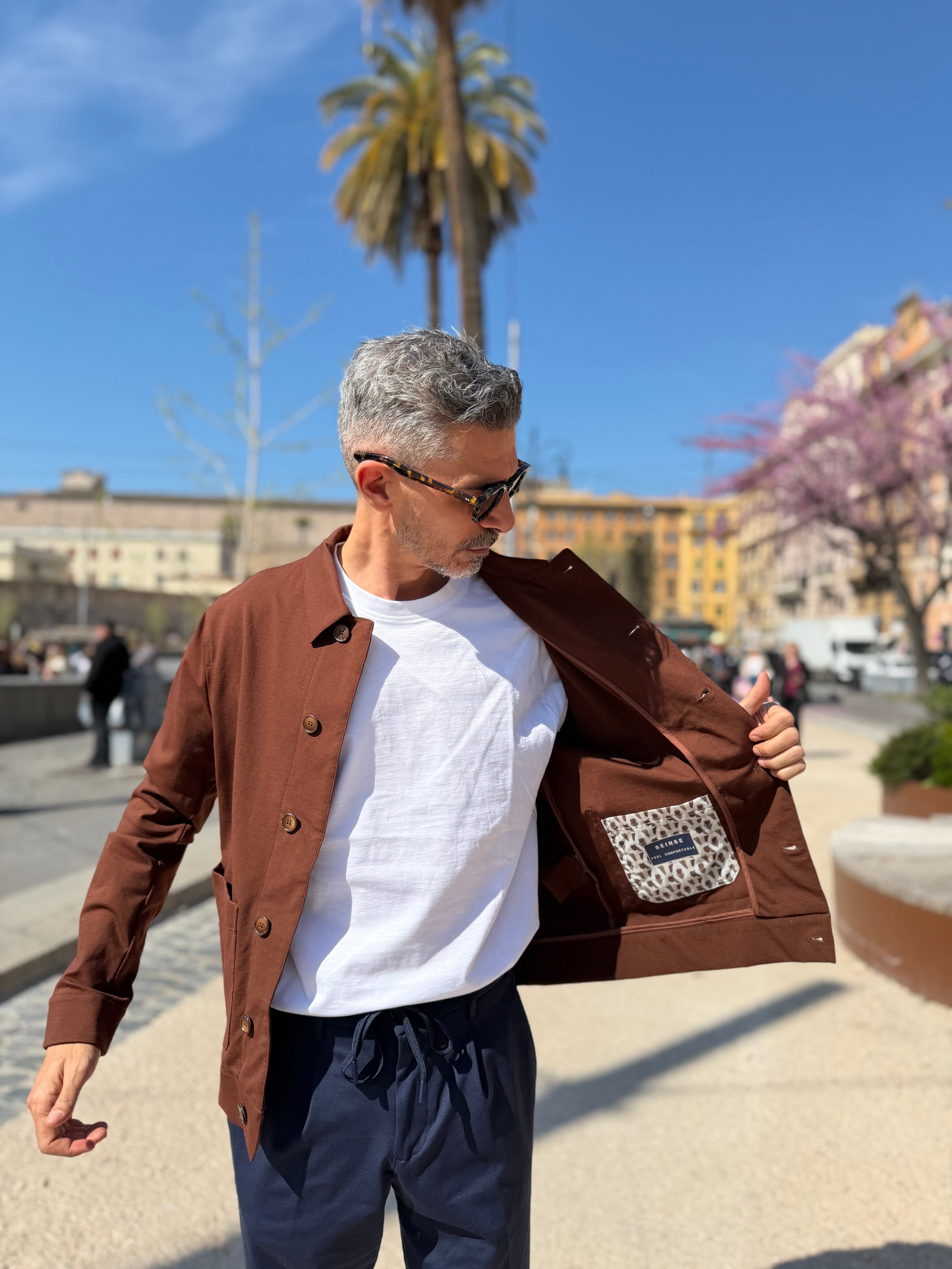 Seinse - Overshirt Jersey Marrone