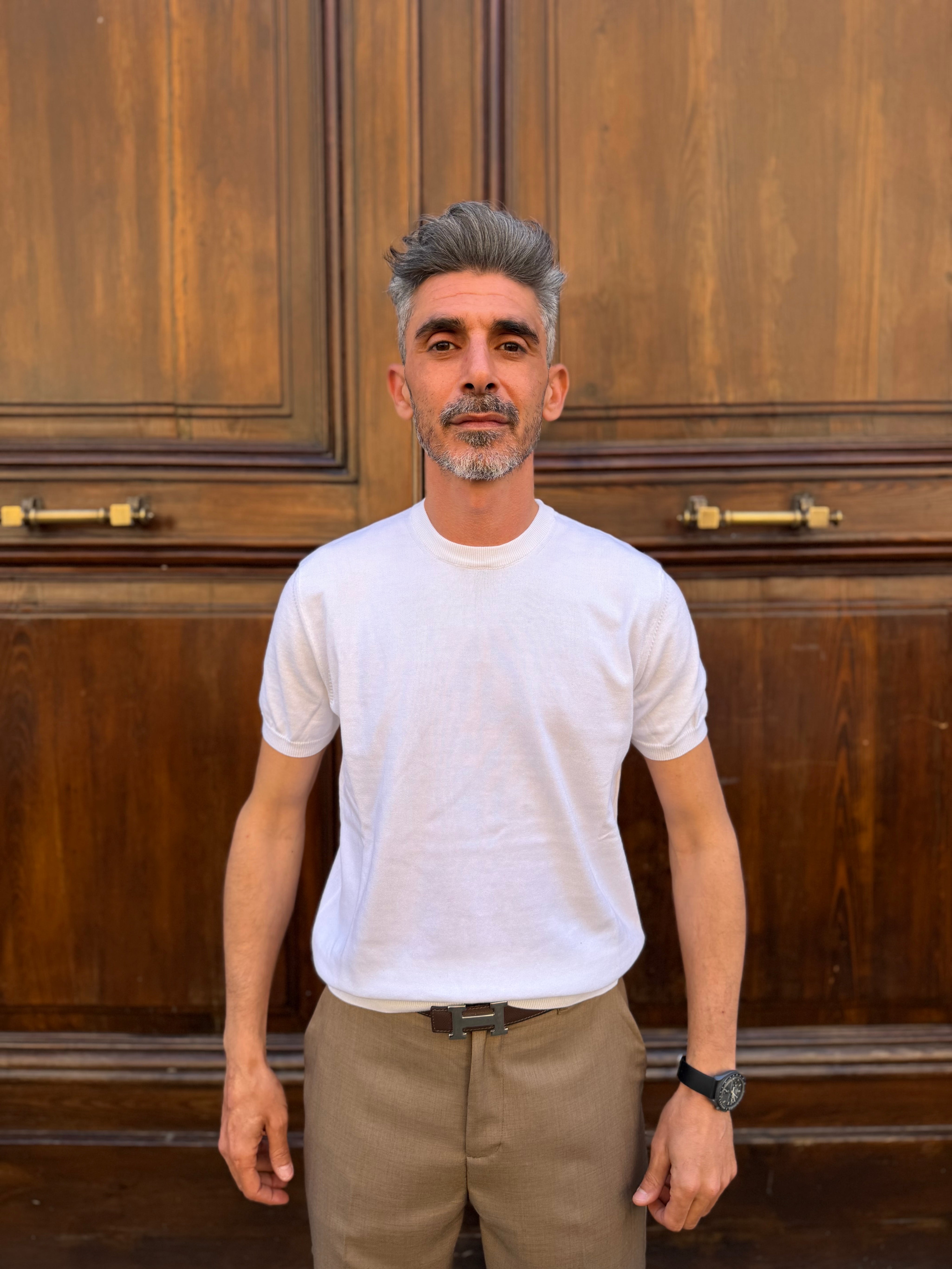 T-Shirt in Filo di Cotone Bianca