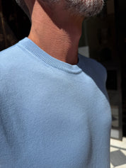 Four Brothers-T-Shirt in Filo di Cotone Celeste