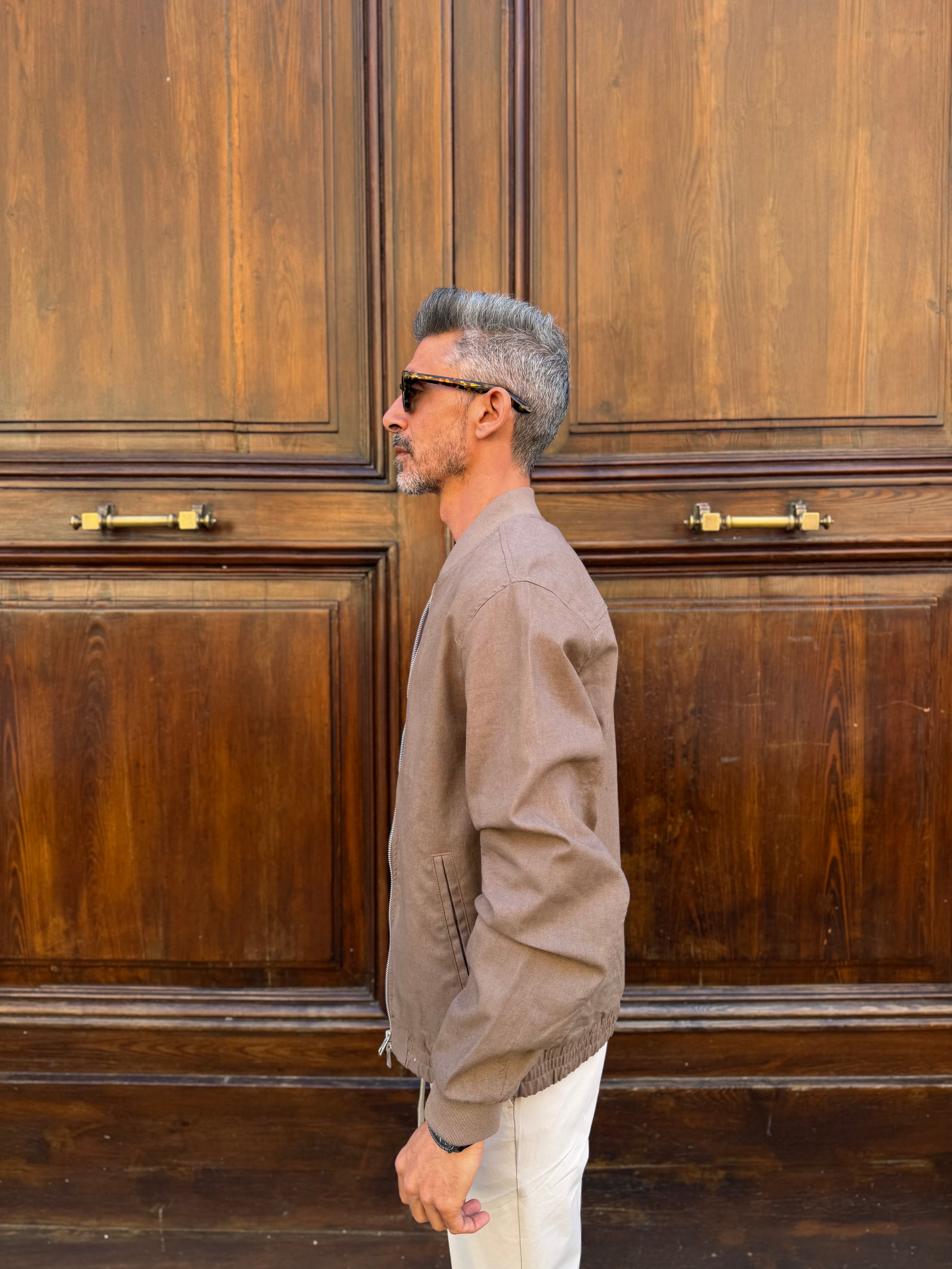 Jack & Jones - Bomber in Lino e Cotone Marrone