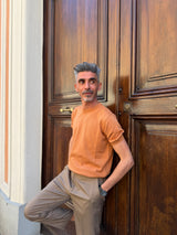 Four Brothers- T-Shirt in Filo di Cotone Cognac