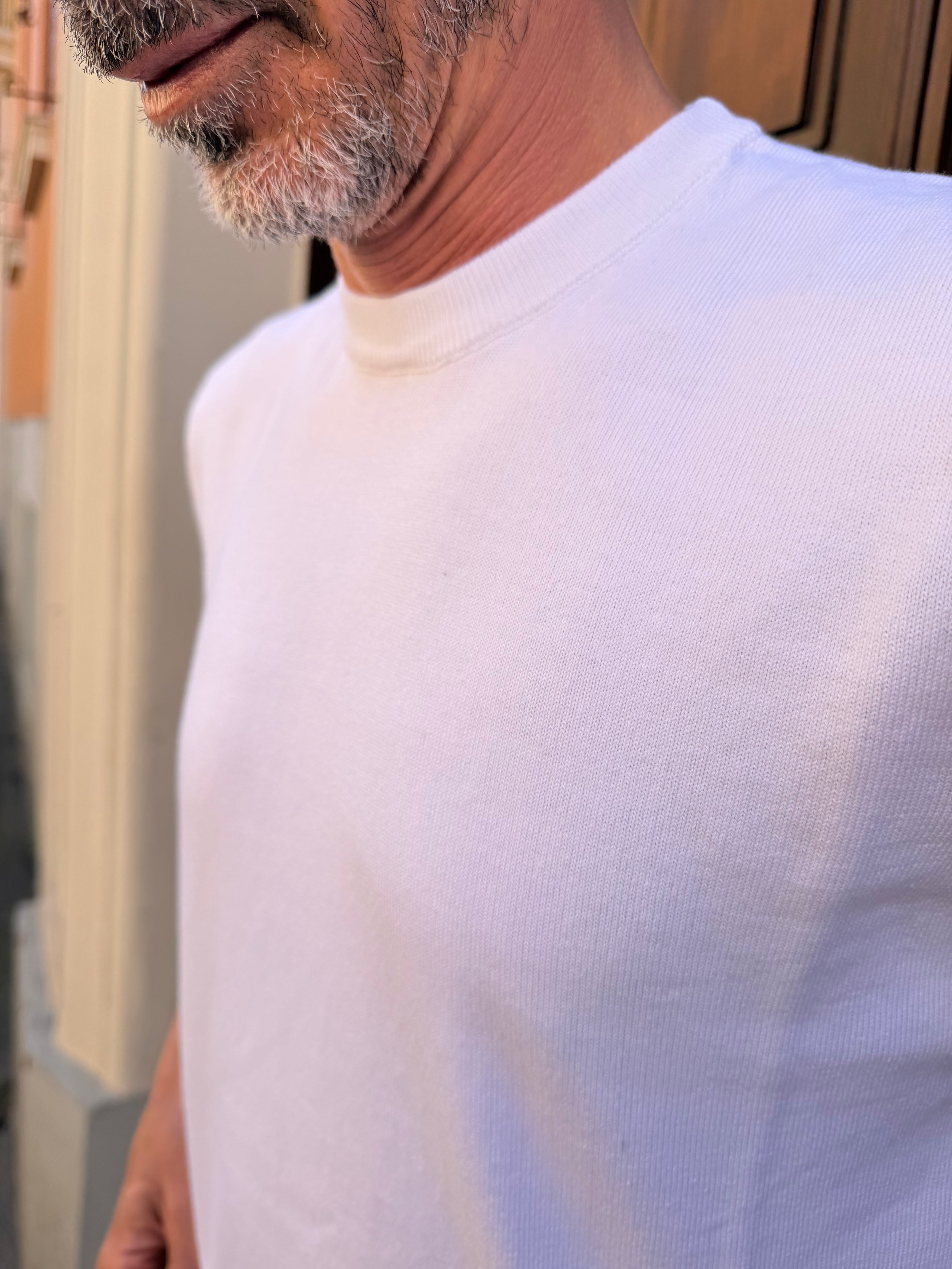 T-Shirt in Filo di Cotone Bianca