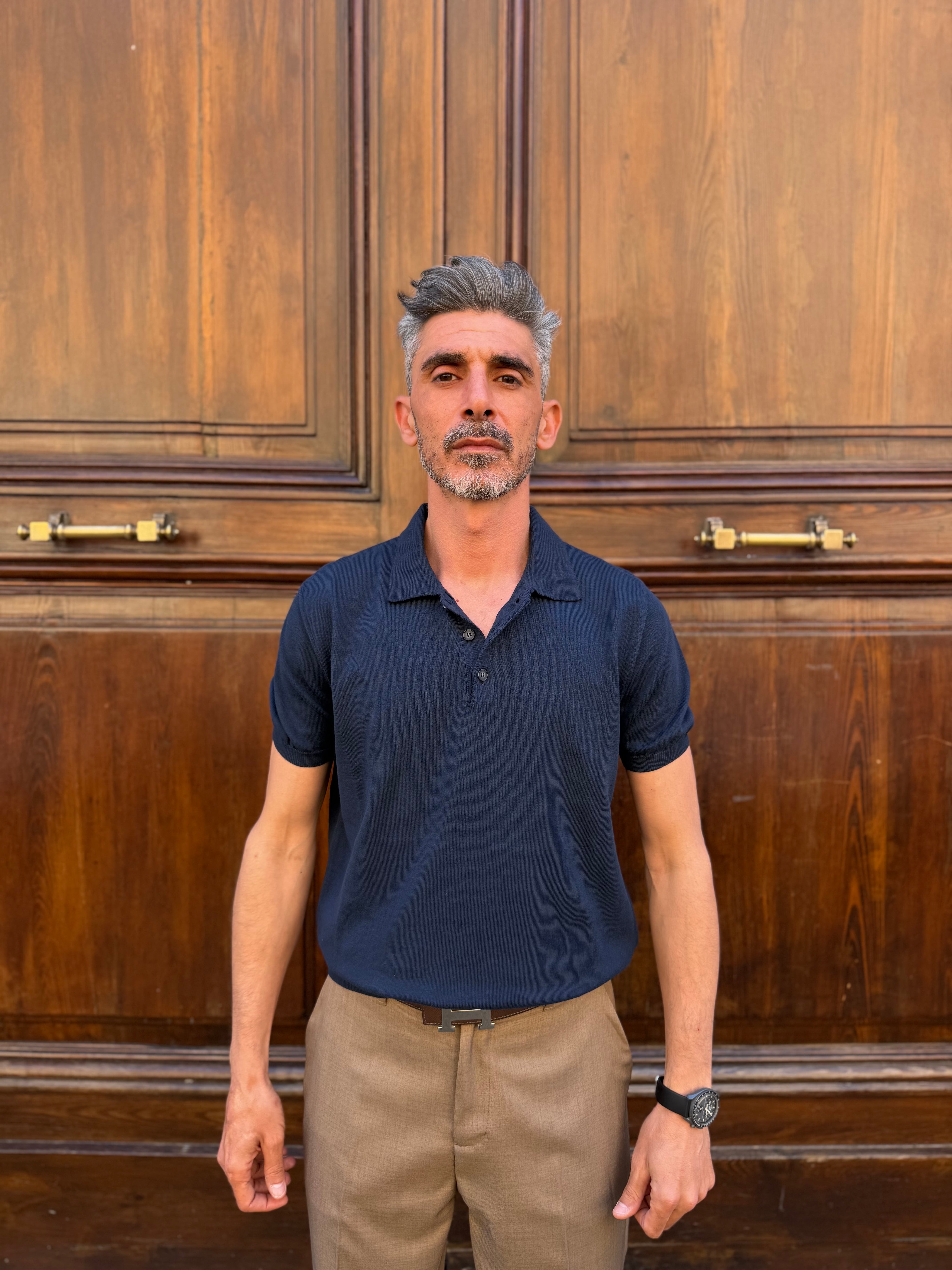 Four Brothers - Polo in Filo di Cotone Navy