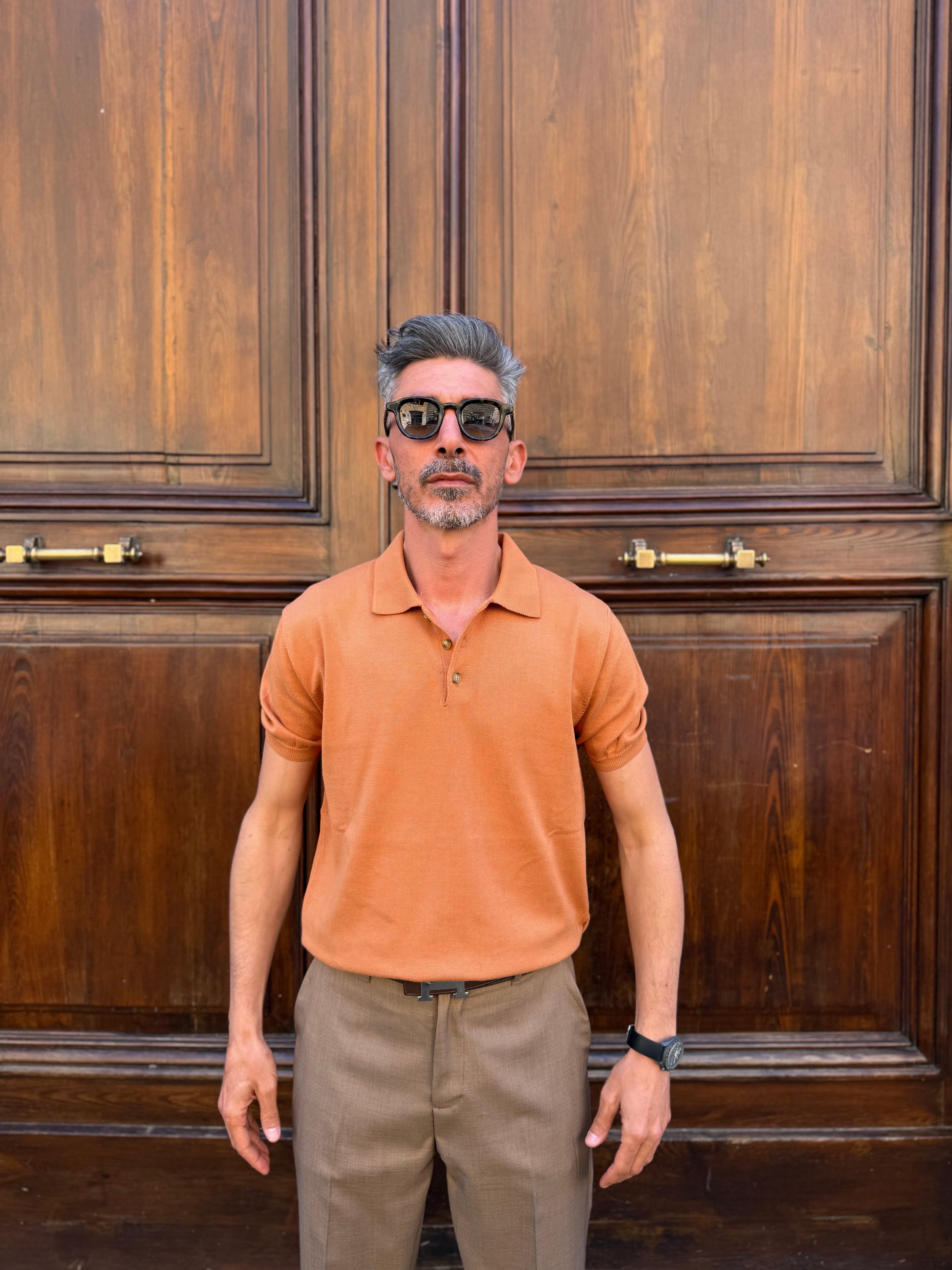 Four Brothers - Polo in Filo di Cotone Cognac
